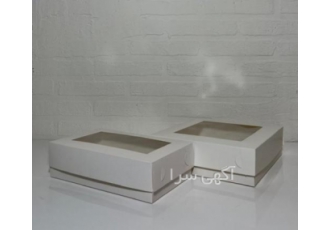 چاپ جعبه شیرینی آماده 5 سایز استاندارد سفید ساده تلق دار حداقل تعداد