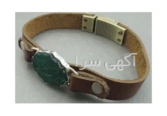دستبند عقیق سبز با حکاکی لبیک یا حسین کد:۲۹۵۹۶ در مشهد دستبند چرم درجه