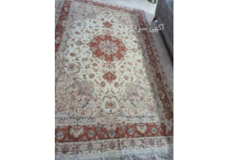 فرش دستباف طرح علیا چله ابریشم گل ابریشم فرش دستباف نقش علیا جفت 6 متری