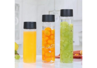 بطری ابمیوه استوانه ای پلاستیکی کاپ دار