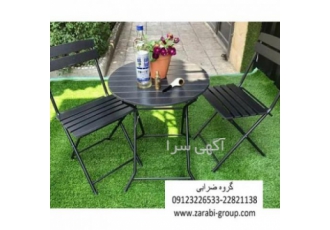 میزصندلی دونفره تاشو حصیری با میز ۶۰ در ۶۰ میزصندلی دونفره تاشو حصیری