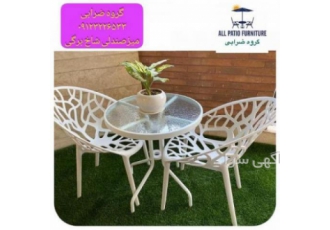 میز صندلی فلزی حصیری