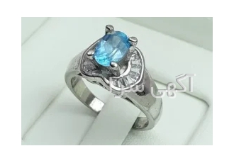 انگشتر توپاز رودیوم خوشرنگ و خاص زنانه کد:۳۱۳۰۶ در مشهد نقره 925 عیار