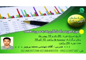 دوره ی آموزشی اکسل کاربردی به صورت هدفمند زمان پنج شنبه ها ساعت 15 00