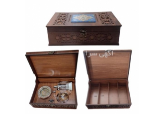 جعبه زعفران چوبی با زعفران ساب کریستالی گوهر کاشی