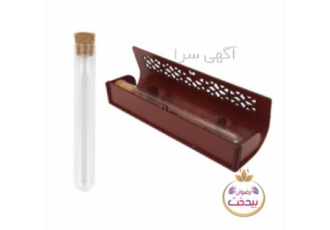 فروش جعبه کادویی زعفران چوبی با شیشه پیرکس لوله ای