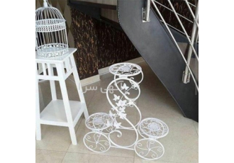 استند گل و قفس فلزی سفید در تبریز دارای دو رنگ بندی مشکی و سفید ساخت