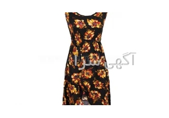 ساحلی زنانه بندی یقه و کمر کش دوزی طرح گل