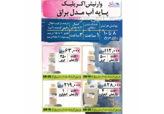 وارنیش اکریلیک پایه آب مدل براق و مات در اصفهان پست محصول وارنیش
