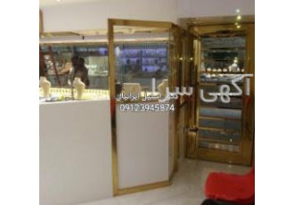 روکش درب و ویترین زواره دور شیشه با ورق استیل دکور استیل ایرانیان