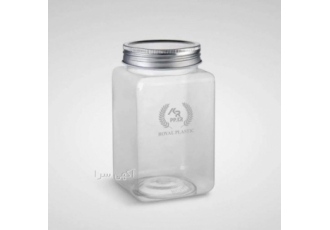 ظرف جار ۸۰۰ccطرح کوبیک با درب نقره ای (پت) تولیدی رویال پلاستیک تولید