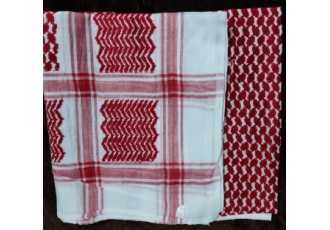 چفیه ی سوری قرمز چفیه ی سوری طرح باشماغ تمام نخ ساده و منگوله دار