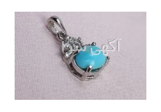گردنبند فیروزه نیشابوری رودیوم خوشرنگ زنانه کد:۳۲۲۷۶ در مشهد گردنبند