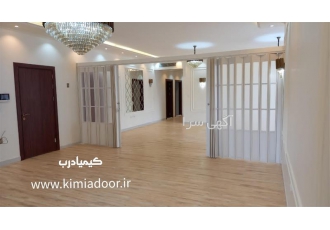 قیمت درب آکاردئونی چوبی - درب آکاردئونی پنجره دار