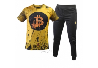 ست تیشرت شلوار زرد مردانه مدل Bitcoin ست تیشرت شلوار زرد مردانه مدل