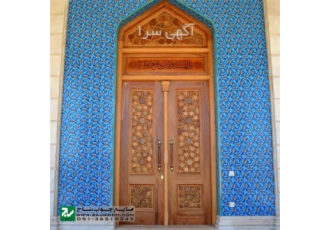 درب چوبی ورودی حرم ، مسجد ، امامزاده سنتی چوب ساج