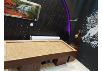 تخت شن داغ ماساژ ابعاد محصول 90 220 سانتی متر دارای شاسی چوبی دارای