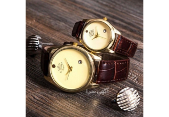 ست ساعت مچی مردانه و زنانه ELEGANCS بند چرم با کیفیت
