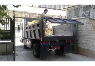 حمل نخاله بابکت وکارگران با کامیون بادسان خاکبرداری تخریب حمل نخاله