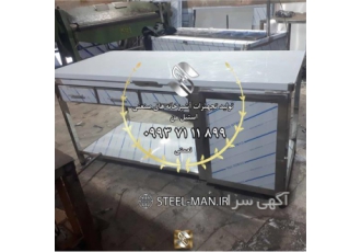 میز کار استیل ۲ کشو در کرج میز استیل تحمل وزن 400 کیلو گرم وزن دارد میز