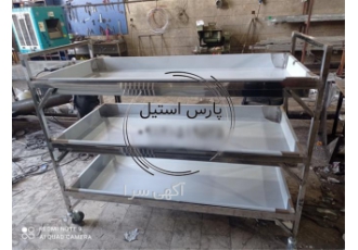 ترولی حمل غذا پنج طبقه استیل با کیفیت بالا برای رستوران‌ها و تالارها در تهران