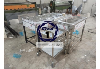 تولید و فروش ترولی حمل ظروف در ایلخچی ترولی حمل ظروف کثیف دو طبقه استیل