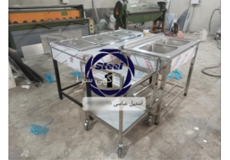 ترولی حمل غذایی دو طبقه استیل عباسی با کیفیت عالی