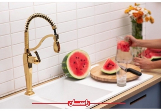 شیر سینک فنری راسان مدل آلیس طلایی