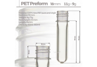فروش پریفرم دهانه ۱۸ فروش پریفرم های دهانه 18 در وزن های 4 گرم تا 11