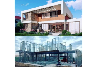 ویلای پیش ساخته با سازه ال اس اف LSF صدرا طراحی محاسبه تولید واجرای