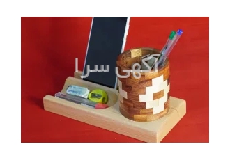 جا قلمی چوبی رومیزی در بروجرد جاقلمی و جاموبایلی رومیزی چوبی ساخته شده