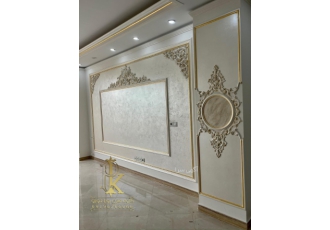 پتینه ساختمانی میکروسمنت تکسچر طرح سنگ ورق طلا ✨طراحی و اجرای پروژه