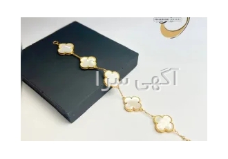 دستبند ونکلیف در شیراز دستبند ونکلیف 5 گل سنگ سفید صدفی وزن سنگ کسر شده