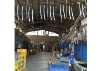 خدمات رنگ کوره ای خط رنگ الکترواستاتیک بصورت مونو ریل به طول 90m