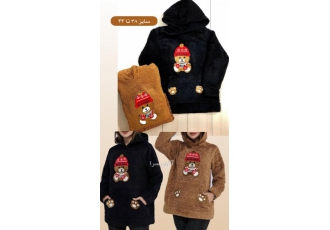 هودی دو رو حوله ای طرح تدی 🐻 | نرم و راحت، مناسب خانه و استایل روزمره