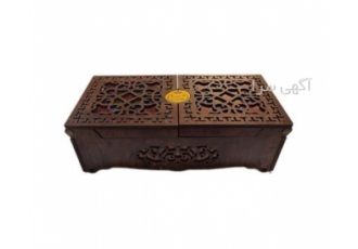 جعبه زعفران چوبی دو درب با طراحی زیبا و کاربردی با ارائه جعبه زعفران